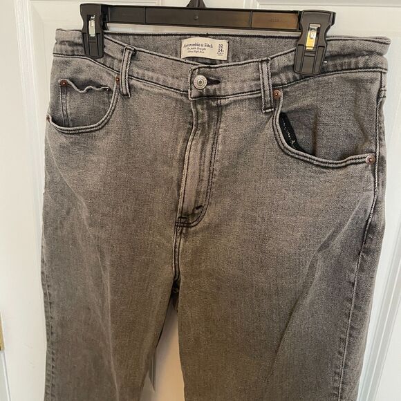 Abercrombie & Fitch The Ankle Straight Ultra High Rise Grey Sz 32S Grunge - Picture 6 of 6